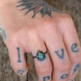 Vintage Sterling Turquoise Inlay Turtle Ring 4.5