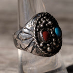 Vintage Sterling Turquoise and Corla Ring 8