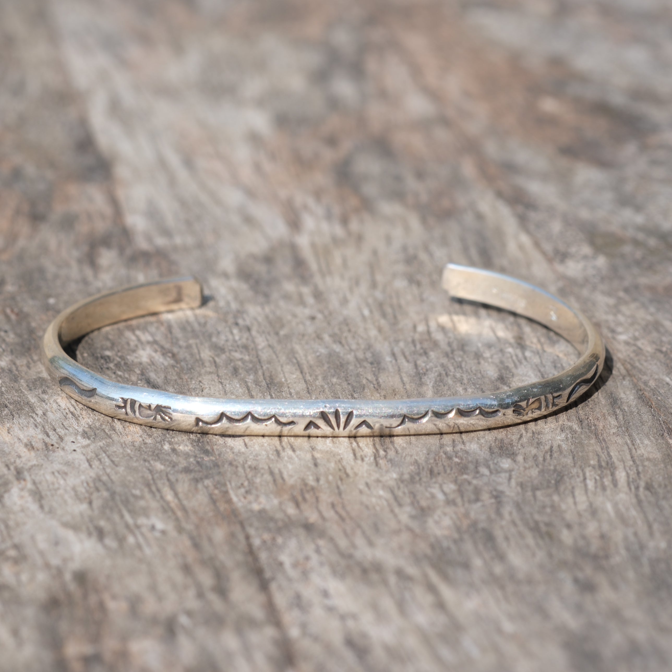 Vintage Sterling Silver Mountain Vista Stamped Cuff