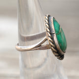 Vintage Sterling Turquoise Roper Ring 5.25