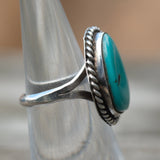 Vintage Sterling Turquoise Roper Ring 5.5