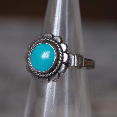 Vintage Sterling Turquoise Ring 3.75