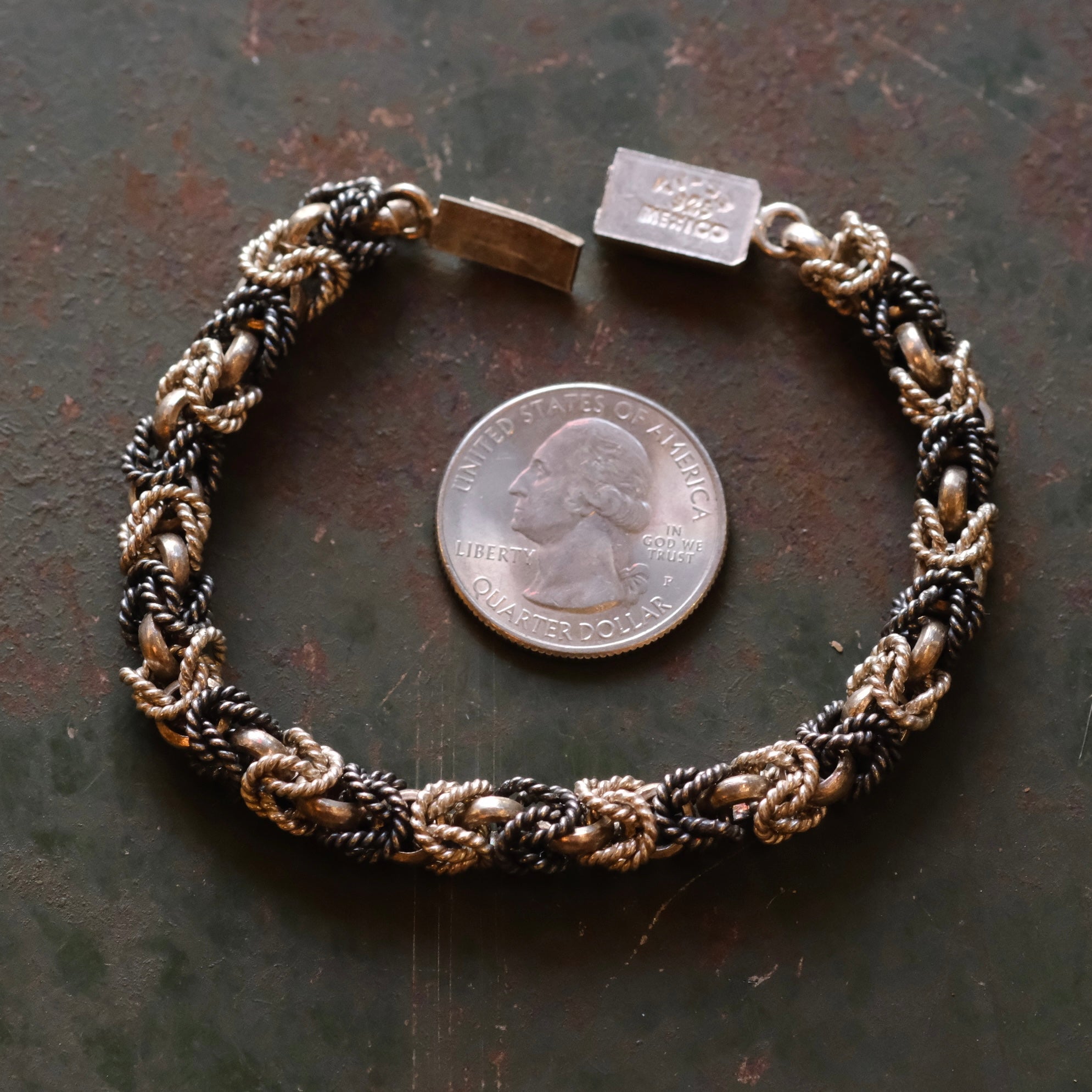 Vintage Sterling 2-Tone Woven Bracelet