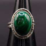 Vintage Sterling Malachite Ring 7