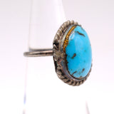 Vintage Sterling Turquoise Roper Ring 4