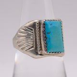 Vintage Sterling Turquoise Stamped Band Ring 7.75