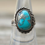 Vintage Sterling Turquoise Roper Ring 6.75