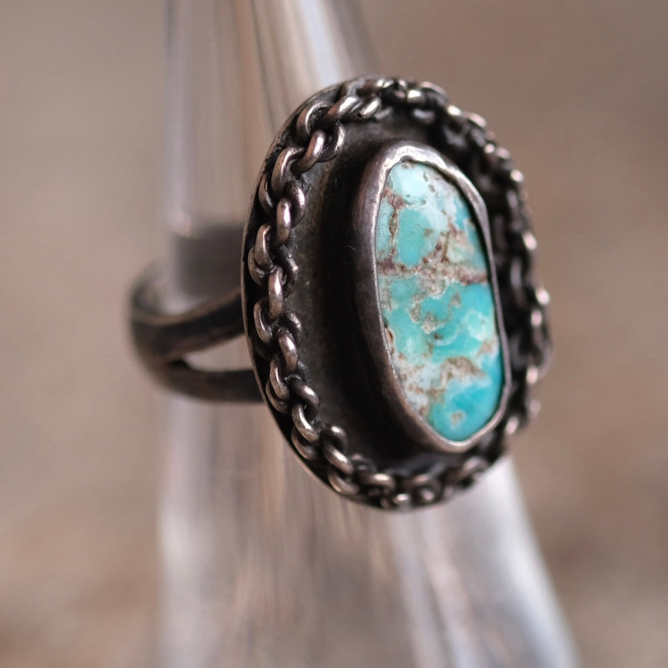 Vintage Sterling Turquoise Ring 5.75