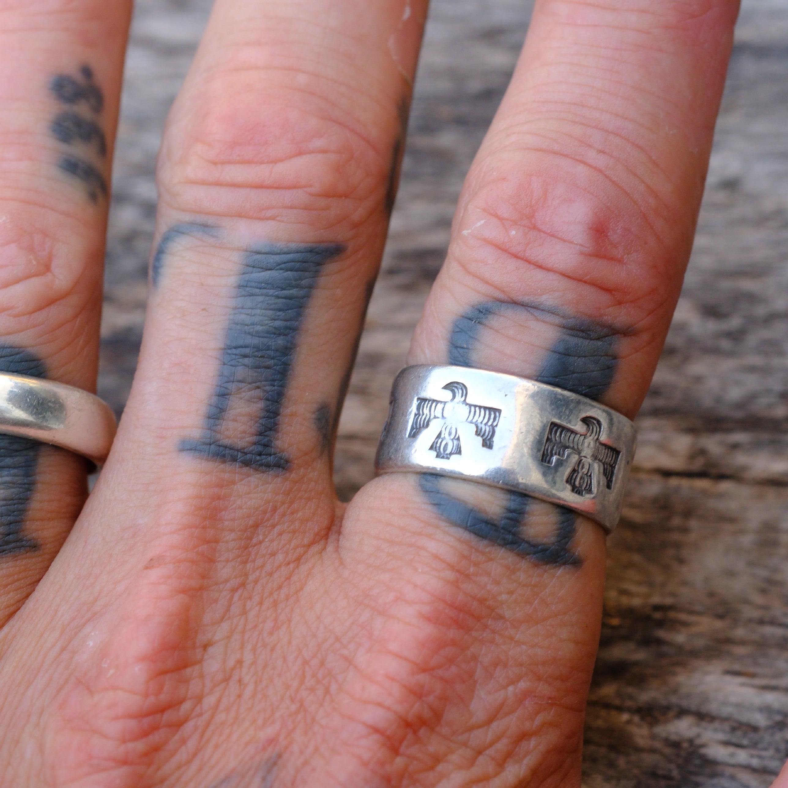 Vintage Sterling Silver Thunderbird Band Ring 10