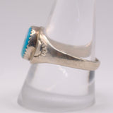 Vintage Sterling Turquoise Stamped Band Ring 10.75