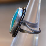 Vintage Sterling Turquoise Roper Ring 5.25