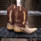 Vintage Montana Leather and Snakeskin Womens Cowboy Boots