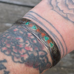 Vintage Sterling Turquoise and Coral Stamped Cuff