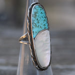 Vintage Sterling Turquoise and MOP Inlay Ring 5.5
