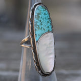 Vintage Sterling Turquoise and MOP Inlay Ring 5.5