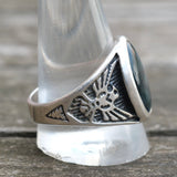 Vintage Sterling Abalone Thunderbird Ring 12.75