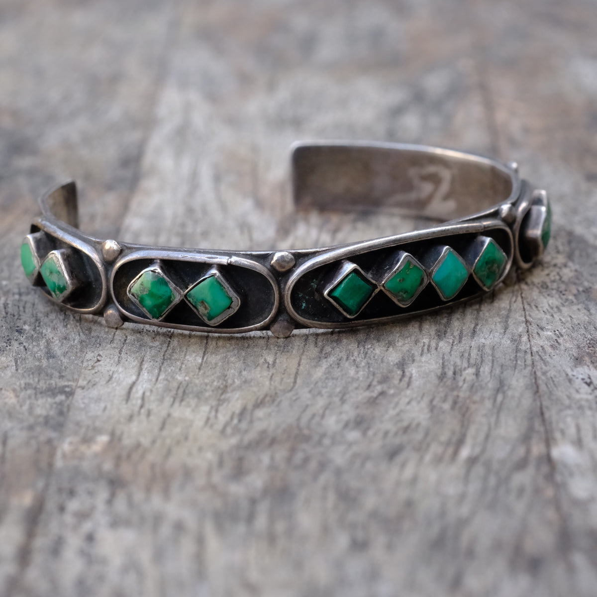 Vintage Sterling Turquoise Inlay Cuff Bracelet