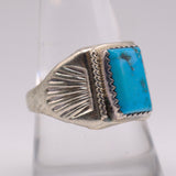 Vintage Sterling Turquoise Stamped Band Ring 9.75