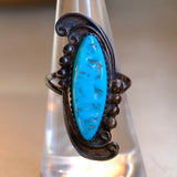 Vintage Sterling Turquoise Ring 7.75