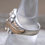 Vintage Sterling and Copper Feather Ring 9