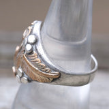 Vintage Sterling and Copper Feather Ring 9