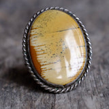 Vintage Sterling Jasper Roper Ring 8.75
