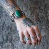 Vintage Sterling Malachite Roper Cuff