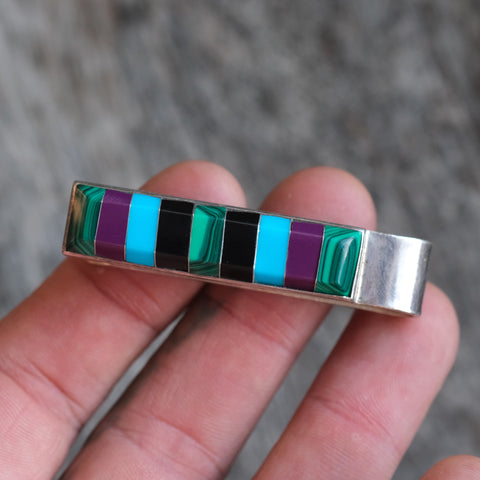 Vintage Multistone Inlay Money Clip