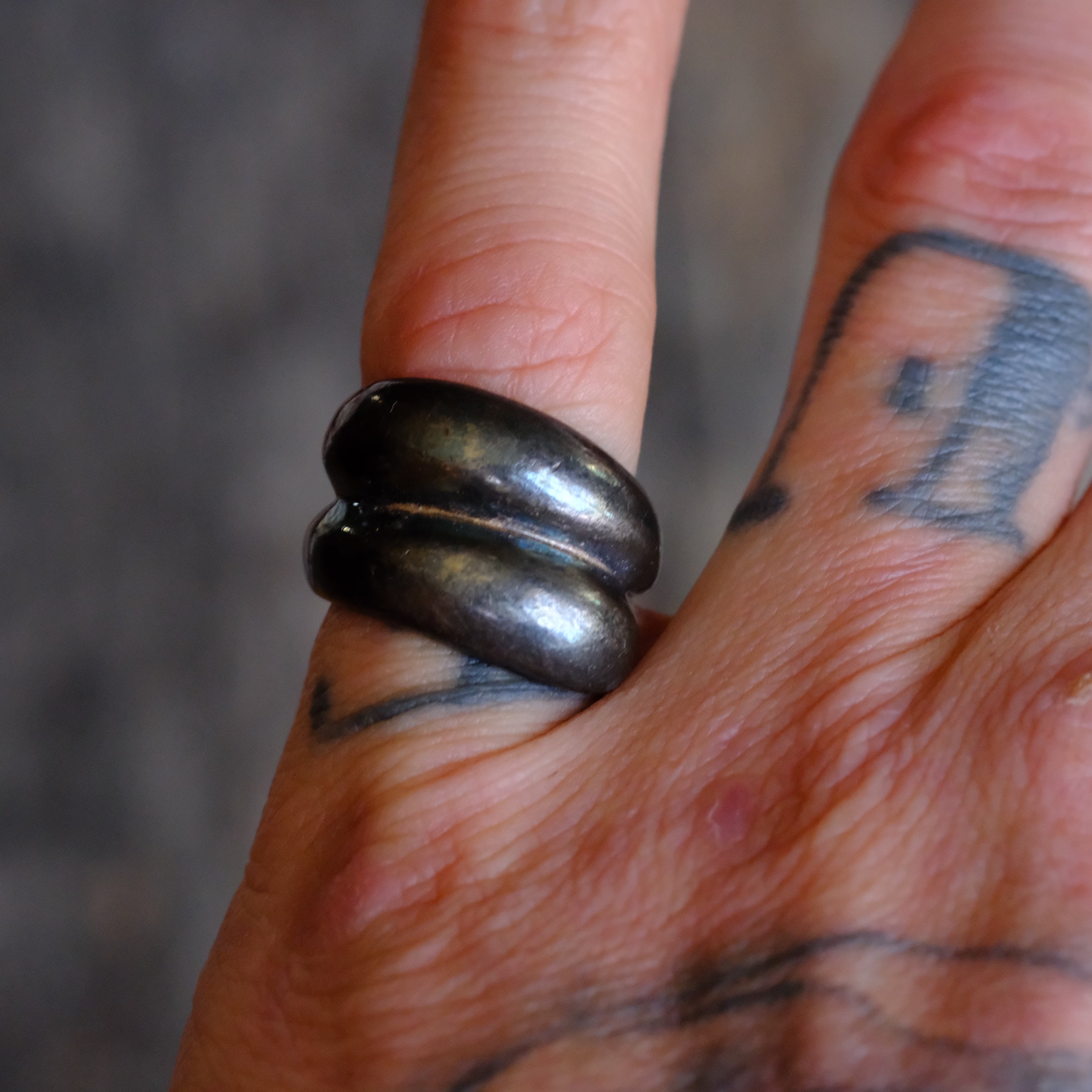 Vintage Sterling Silver Modernist Ring 5.75