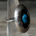 Vintage Sterling Turquoise Shadowbox Ring 4.75