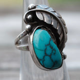 Vintage Sterling Turquoise Feather Ring 4