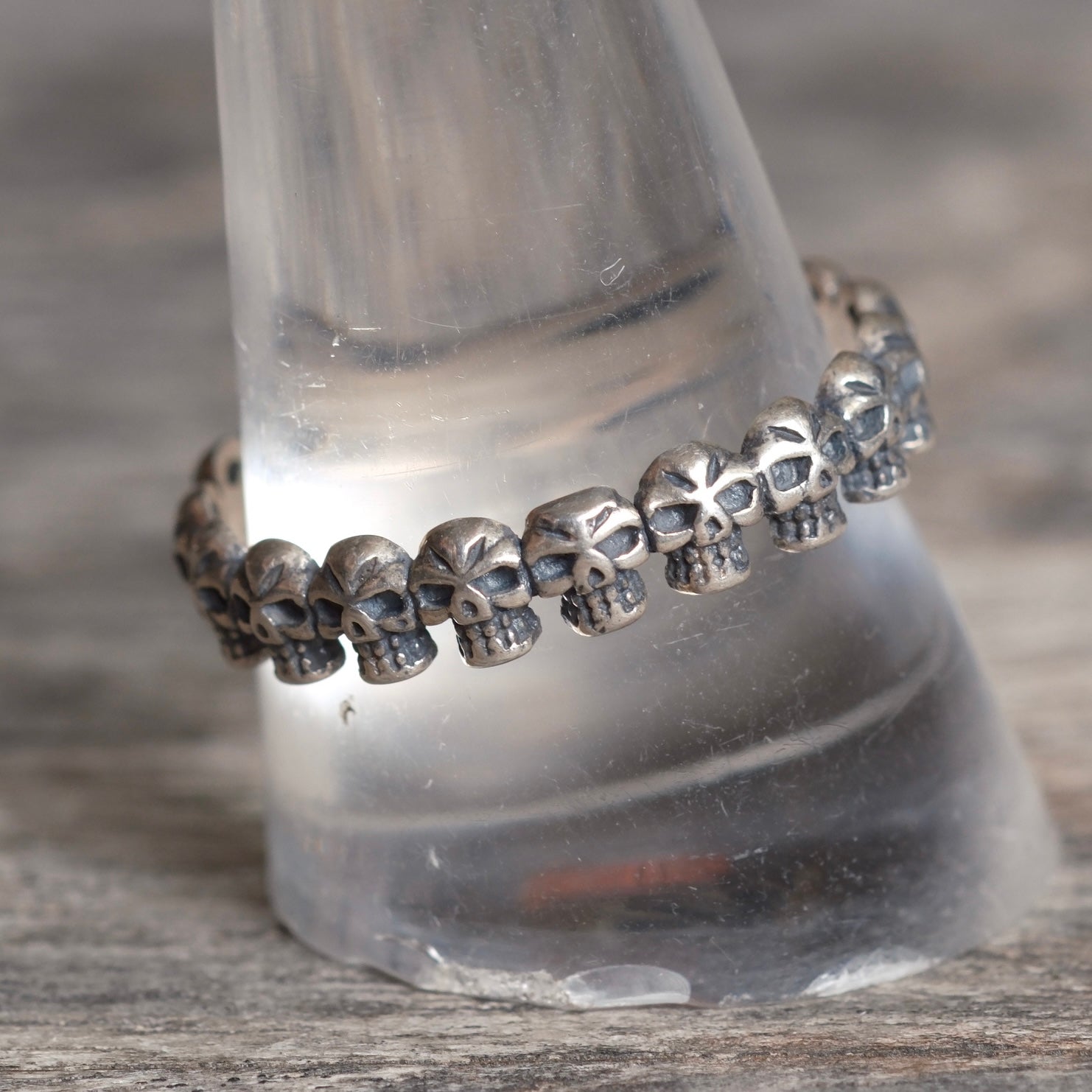 Vintage Sterling Silver Skull Band Ring 11
