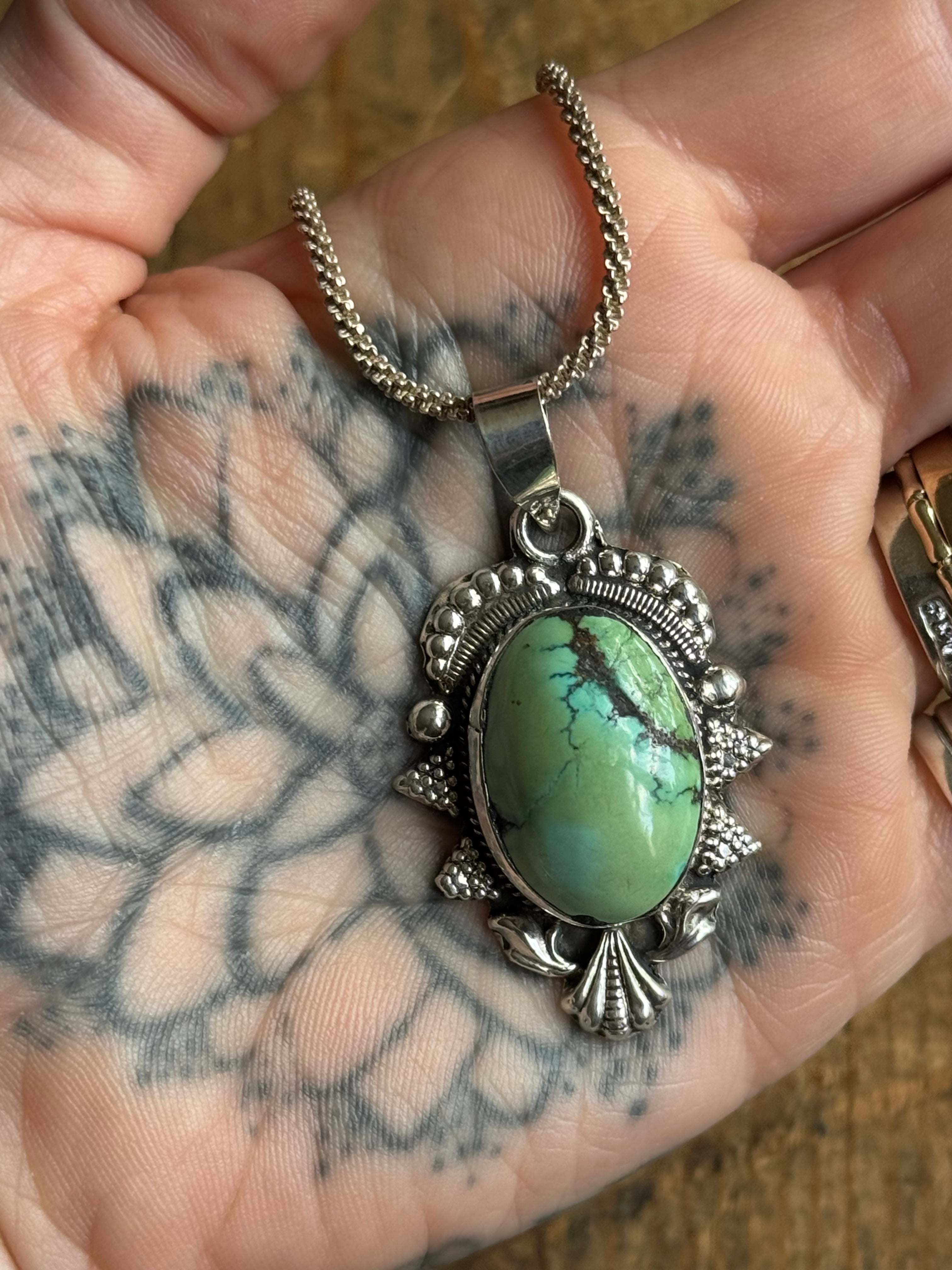 Vintage Sterling Silver Chunky Turquoise Necklace