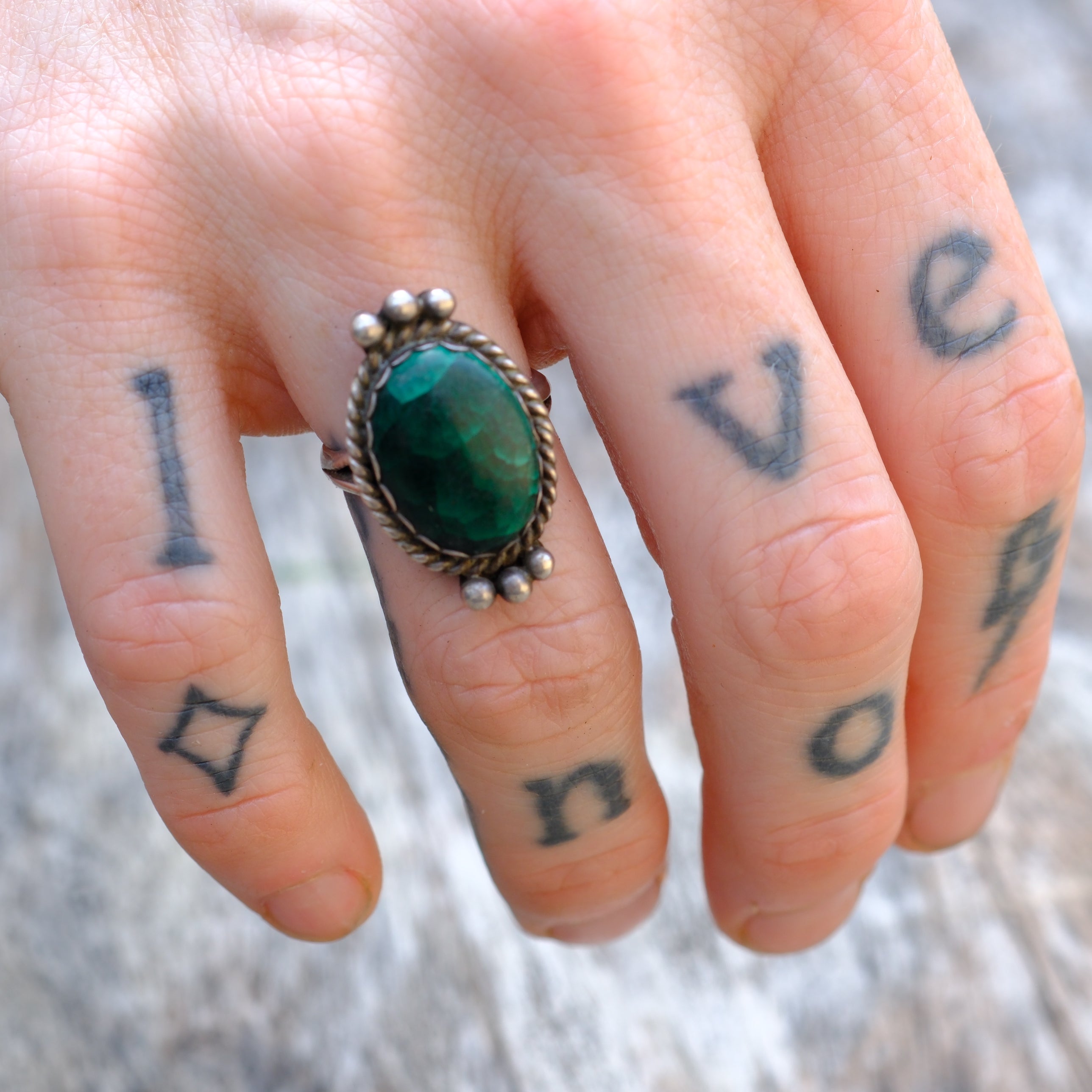 Vintage Sterling Chrysocolla Roper Ring 5.5