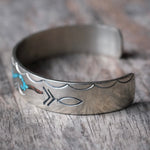 Vintage Sterling Crushed Turquoise and Coral Cuff