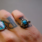 Vintage Sterling Turquoise Chip Inlay Ring 6