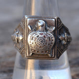 Vintage Sterling DeMolay Signet Ring 9.75