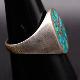 Vintage Sterling Crushed Turquoise Inlay Ring 9.75