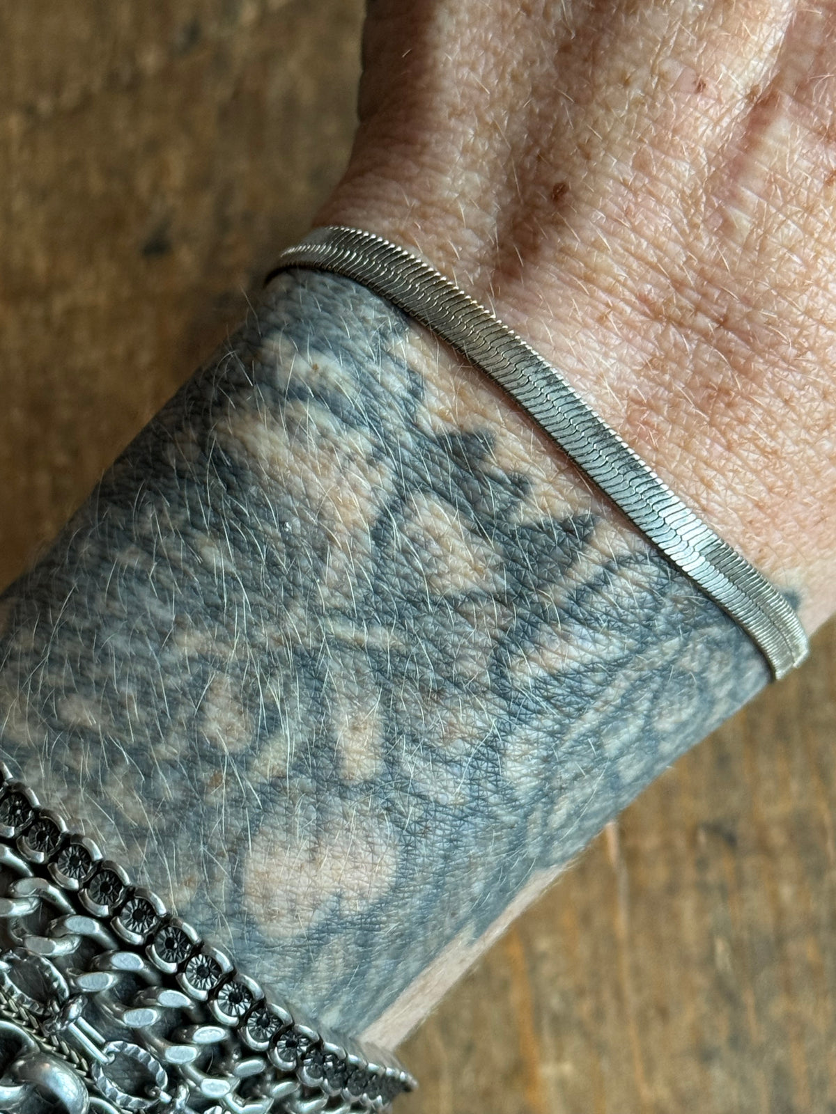 Vintage Sterling Silver Herringbone Chain Bracelet