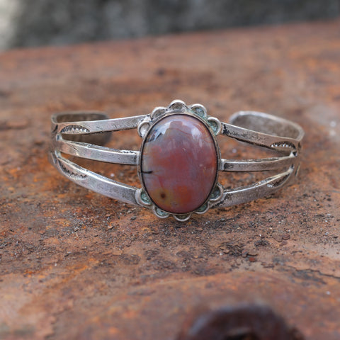 1950's Vintage Agate Stamped Cuff
