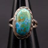 Vintage Sterling Turquoise Roper Ring 5.5