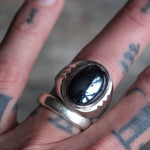 Vintage Sterling Hematite Signet Ring 9.25