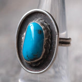 Vintage Sterling Turquoise Roper Ring 7