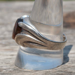 Vintage Sterling Agate Signet Ring 11.75