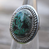 Vintage Sterling Chrysocolla Roper Ring 4.75