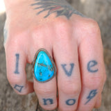 Vintage Sterling Turquoise Roper Ring 4.5
