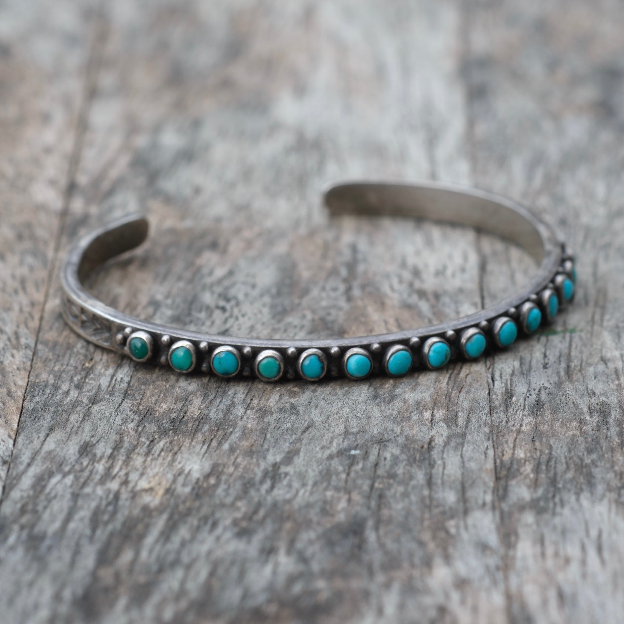 Vintage Sterling Snake Eye Turquoise Cuff Bracelet