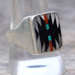 Vintage Sterling Zuni Inlay Dishta Ring 11