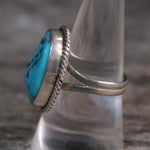 Vintage Sterling Turquoise Roper Ring 8.75