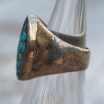 Vintage Sterling Crushed Turquoise Inlay Ring 5